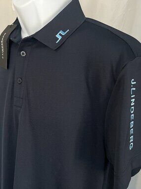 ⛳ NWT J.Lindeberg Men's Blue Performance Golf Polo Shirt Large L NEW ⭐